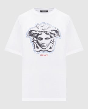 Versace Біла футболка з принтом емблеми 10133021A16753