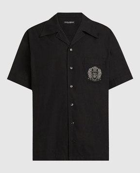 Dolce&Gabbana Черная рубашка с геральдической нашивкой логотипа G5JH9ZGK278
