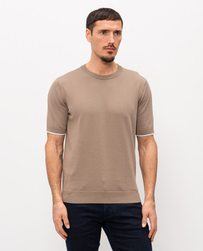 Peserico Коричневая футболка с окантовкой R59477F149173N