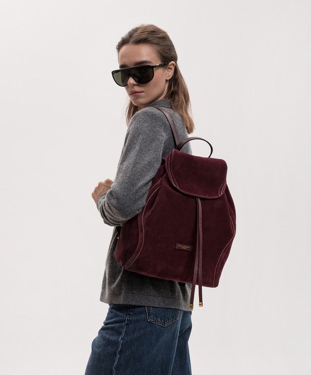 Gianni Chiarini Бордовий замшевий рюкзак Violette з патчем логотипа ZN12237CMPL зображення 2