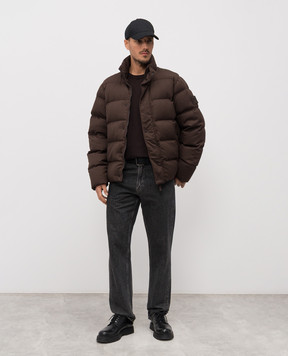 Stone Island Коричневый пуховик из шерсти с логотипом K2S154100100S0F26