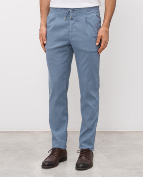 Enrico Mandelli Голубые брюки с льном GYM02B5654983