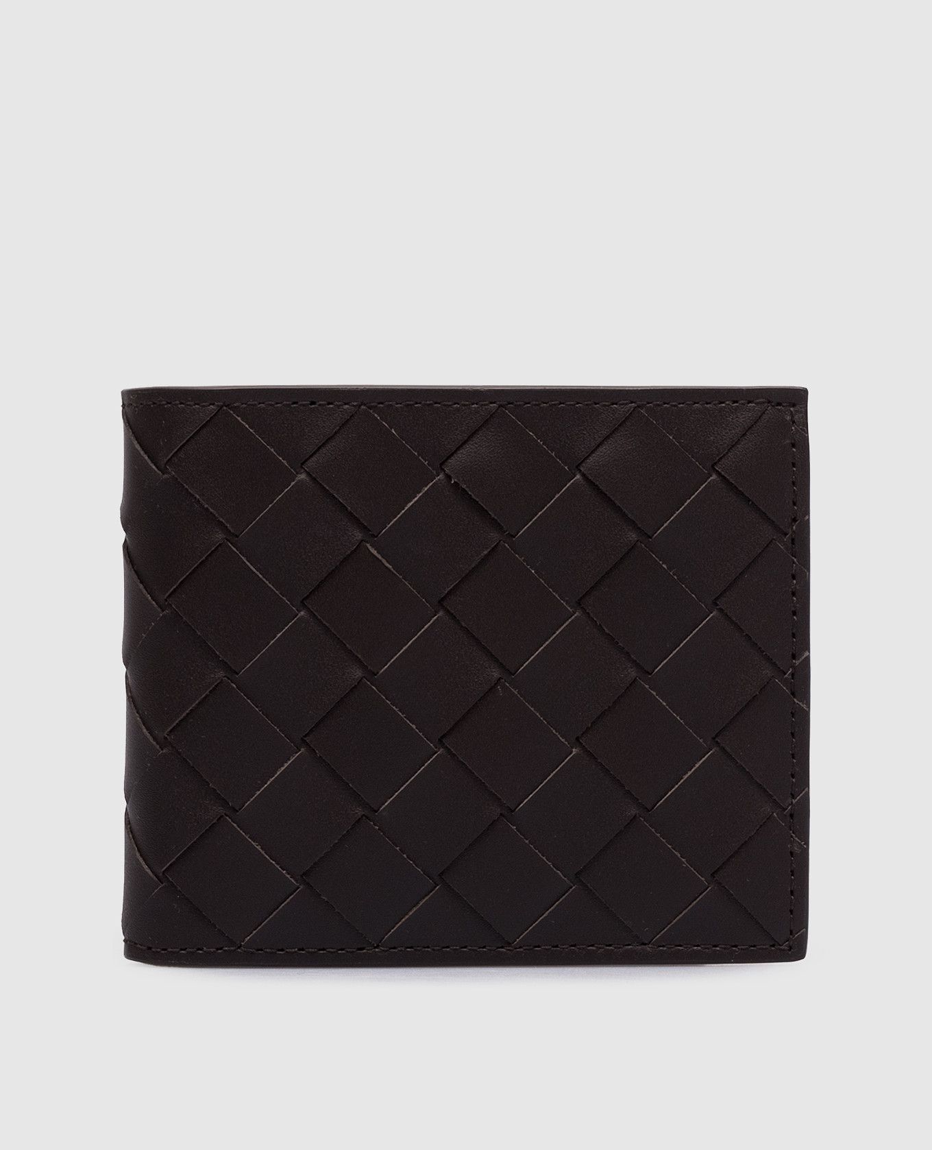 Коричневый кожаный портмоне Intrecciato Bi-Fold