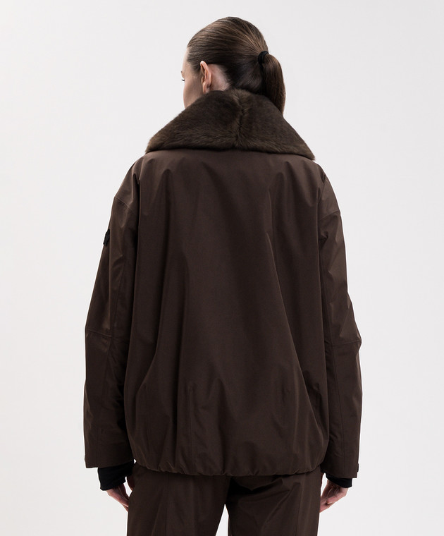 Moncler Grenoble Коричневая горнолыжная куртка Caurel GORE-TEX с мехом L20981A00005597MR изображение 4