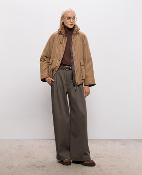Brunello Cucinelli Коричнева пухова куртка з хутром MH5253658