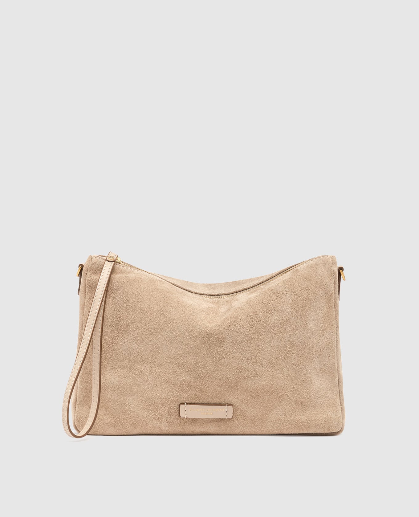 Бежевая замшевая сумка кросс-боди Nora с логотипом