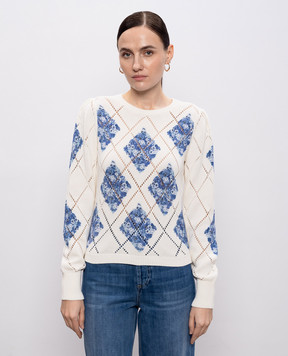 Twinset Білий джемпер у візерунок 261TP3450