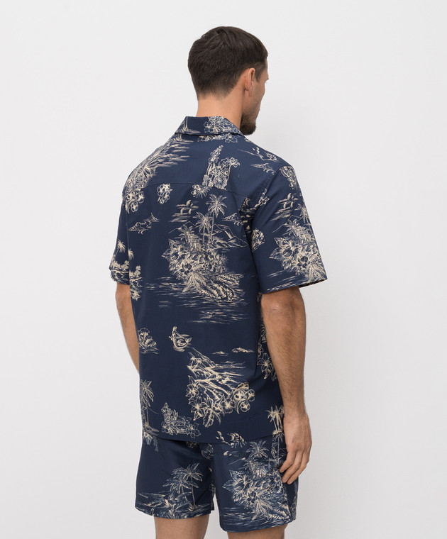 Moncler Синяя рубашка в принт L10912F00047599GH изображение 4