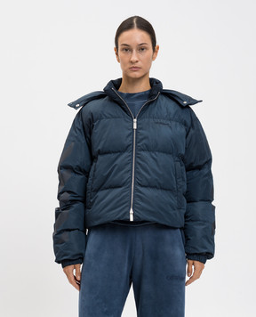 Off-White Синя стьобана куртка з логотипом 2EJ008F25FAB001