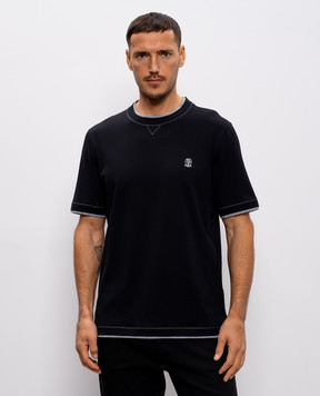 Brunello Cucinelli Чорна футболка з вишивкою емблеми M0B137451G