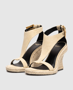 Balmain Бежеві босоніжки Anthem на танкетці GN1UH204LCTA