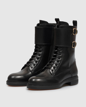 Santoni Черные кожаные ботинки с ремешками WTYW72409NERNDYL