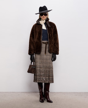 Brunello Cucinelli Коричнева двостороння куртка з хутром MPMBP7225