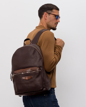 Santoni Коричневий шкіряний рюкзак з логотипом UIBBA3131TRAPMN