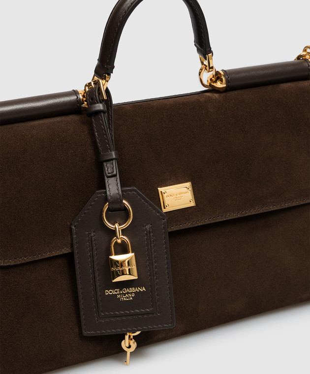 Dolce&Gabbana Коричнева замшева сумка My Sicily з логотипом BB7782BO903 зображення 4