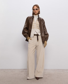 Brunello Cucinelli Кардиган цвета айвори с полосками с пайетками M58734706P