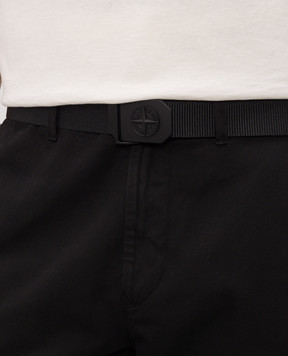 Stone Island Черный тканый ремень с фактурной эмблемой логотипа L2S159300003S0071