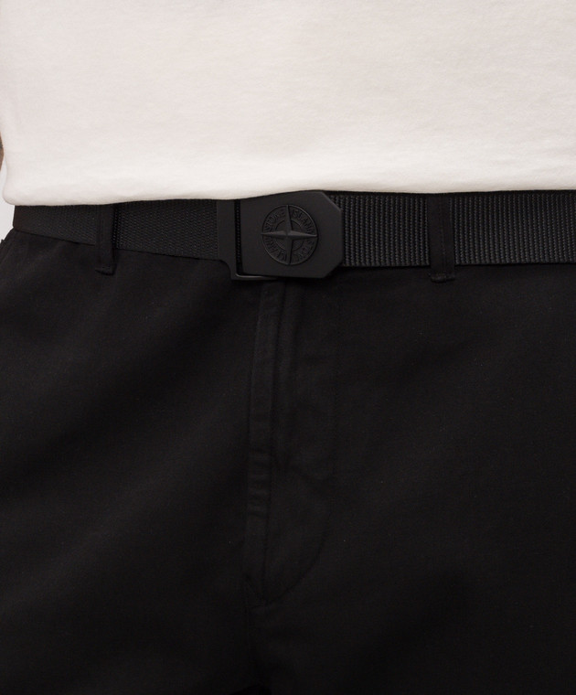 Stone Island Черный тканый ремень с фактурной эмблемой логотипа L2S159300003S0071 изображение 2