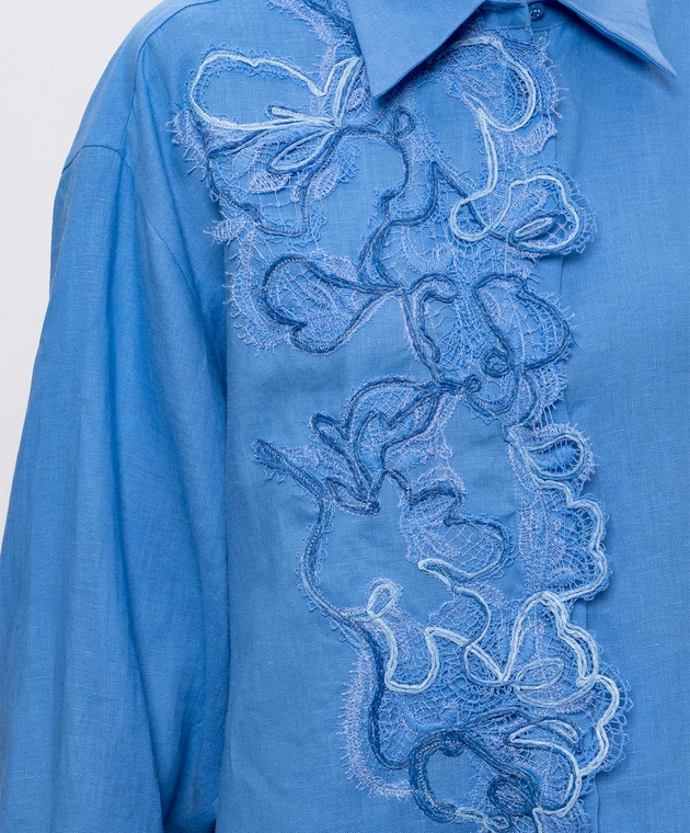 Ermanno Scervino Life Блакитна сорочка з льону D484K305ZQR зображення 4