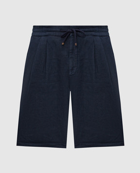 Brunello Cucinelli Шорти синього кольору з льону M243DU0020