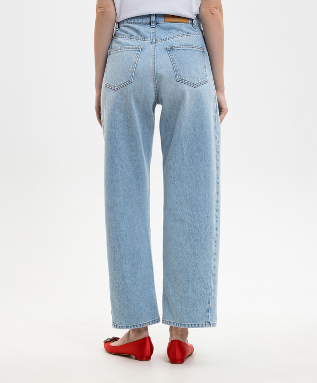 Solotre Голубые джинсы с эффектом потертости M1AB0135 изображение 4