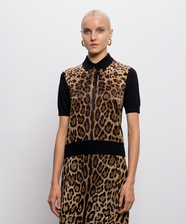 Dolce&Gabbana Поло из шерсти и шелка в леопардовом принте FXZ06TJGMGS изображение 3