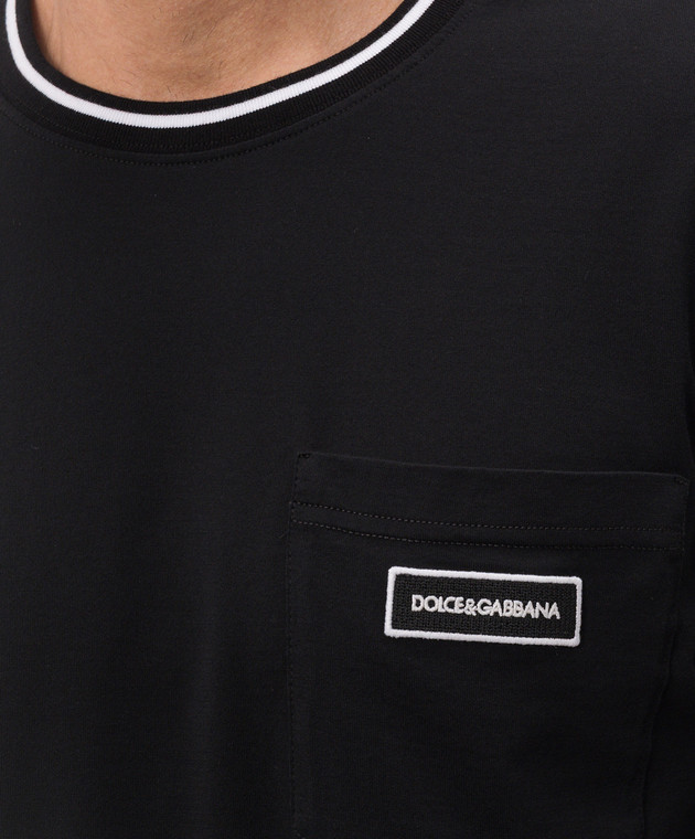 Dolce&Gabbana Чорна футболка з нашивкою G8RA2ZG7Q2P зображення 5