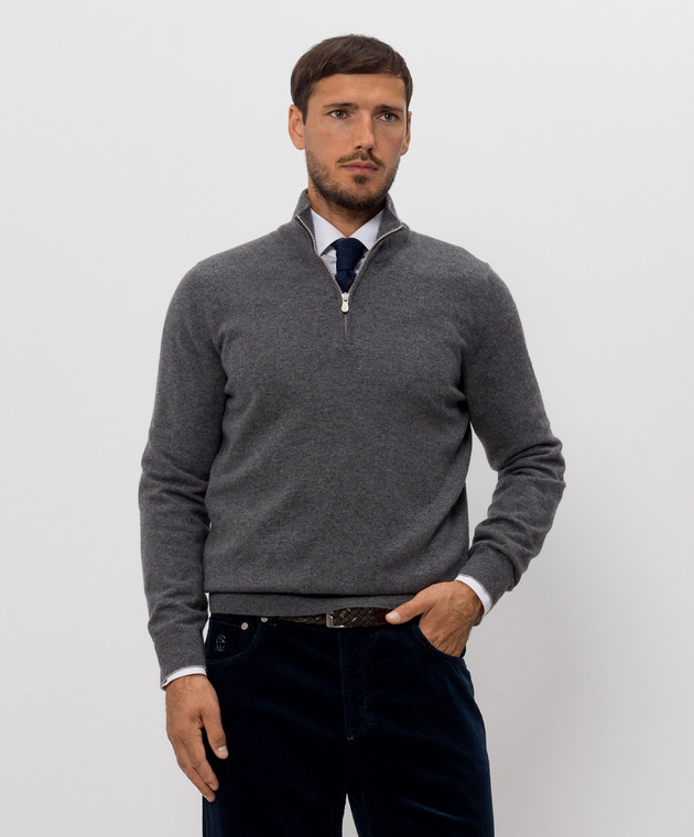 Brunello Cucinelli Джемпер серого цвета из кашемира M2200124 изображение 3