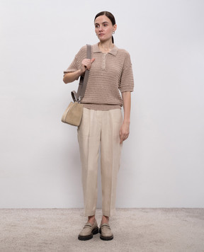 Peserico Коричневий топ з коміром-поло S99120F0509110