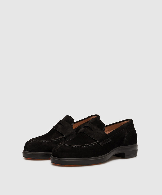 Santoni Черные замшевые лоферы WUYW72448NERNHSY изображение 2