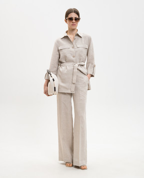 Peserico Бежевая рубашка из льна с поясом S01225A02629