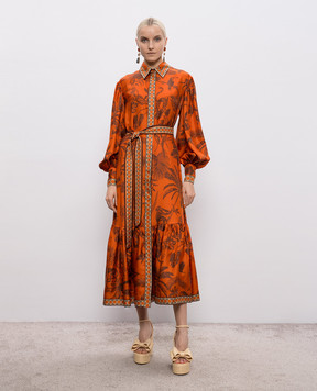 Alemais Помаранчева сукня-сорочка Monkey Dance із шовку 6882D