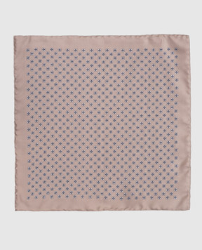 Brunello Cucinelli Бежева хустка із шовку з геометричним візерунком MX8710091