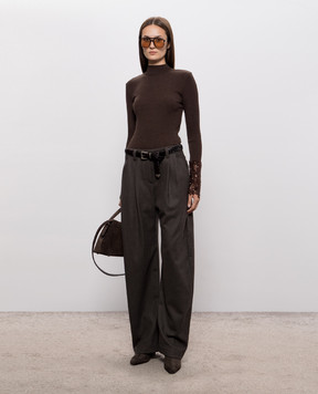 Brunello Cucinelli Коричневий гольф з вовни в рубчик MD998B3X04