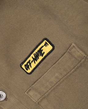 Off-White Дитяча джинсова сорочка кольору хакі 44BGE003S26F001