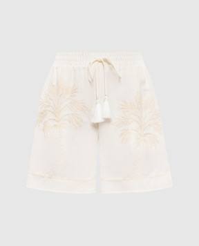 Twinset Білі шорти з льоном з вишивкою 261LM2MBB