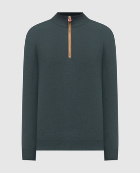 Kiton Зеленый свитер из кашемира с молнией UMK0524