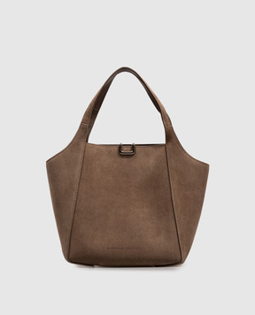 Brunello Cucinelli Коричневая замшевая сумка Storial с тиснением логотипа MBDLB2840