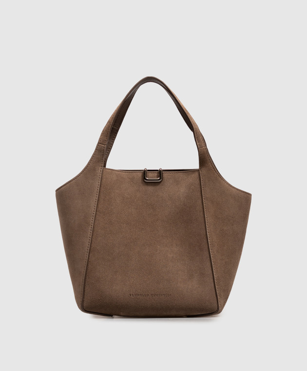 Brunello Cucinelli Коричневая замшевая сумка Storial с тиснением логотипа MBDLB2840