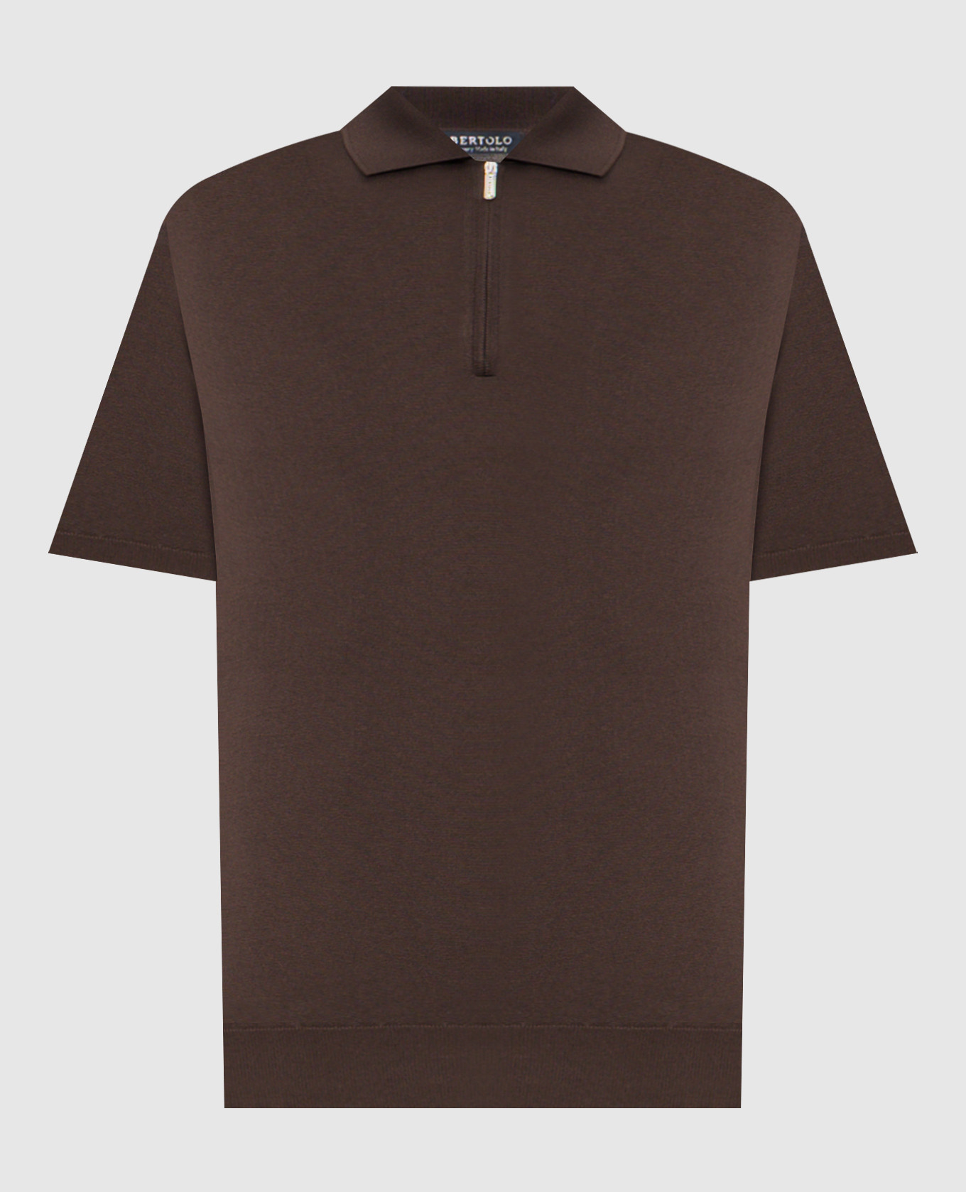 Коричневое поло из шелка