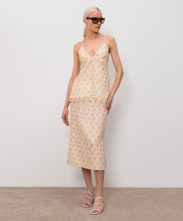 Khaite Бежевый топ Timy из шелка в цветочный принт 24663436 изображение 2