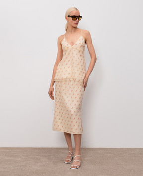 Khaite Бежева спідниця Sydni із шовку в квітковий принт 41863436