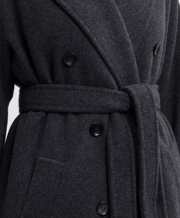 Max Mara Сіре двобортне пальто CADMIO з кашеміру MXMCADMIO зображення 5