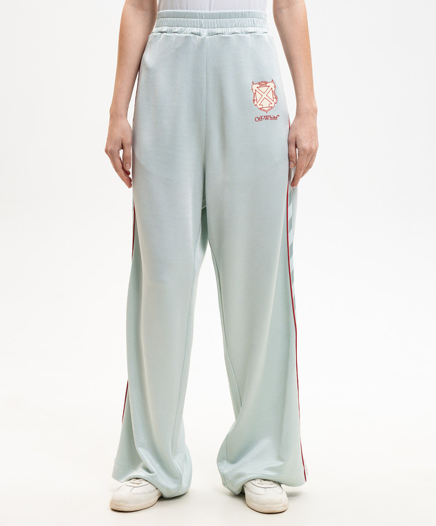 Off-White Голубые спортивные брюки с принтом логотипа 2CJ008S26JER001 изображение 3