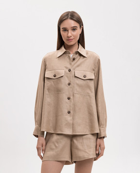 Max Mara Weekend Бежева сорочка WKIPOMPOSA з льону WKIPOMPOSA