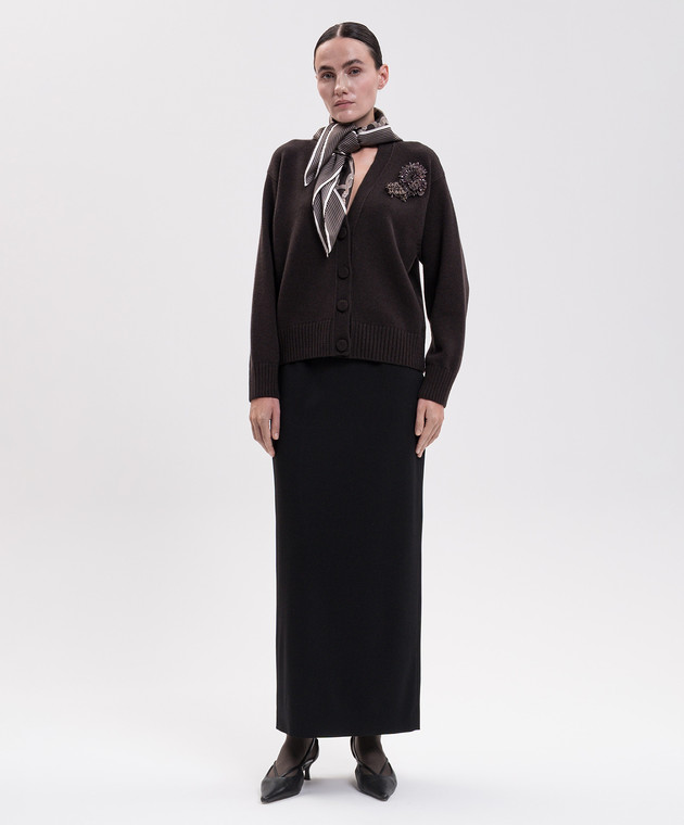 Agnona Коричневый кардиган из кашемира с аппликацией K4120980K050Q изображение 2