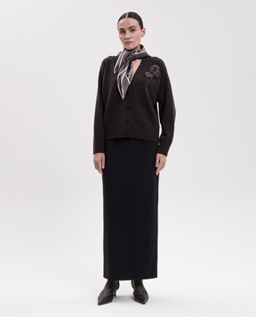 Agnona Коричневый кардиган из кашемира с аппликацией K4120980K050Q