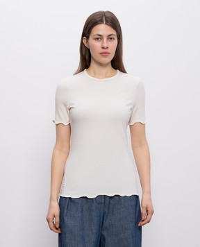 Jil Sander Футболка кольору айворі із шовком та льоном J01NF0006J20341