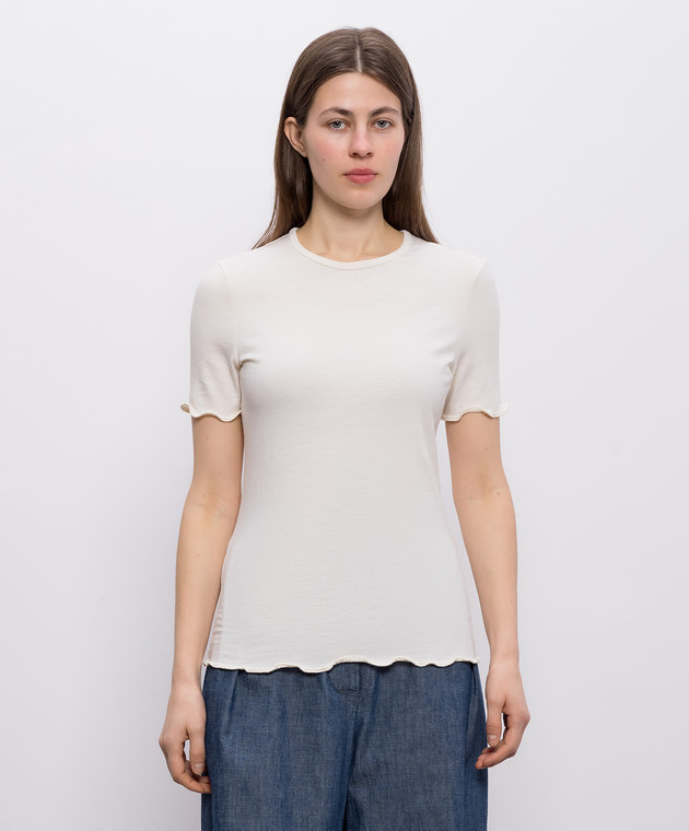 Jil Sander Футболка кольору айворі із шовком та льоном J01NF0006J20341 зображення 3