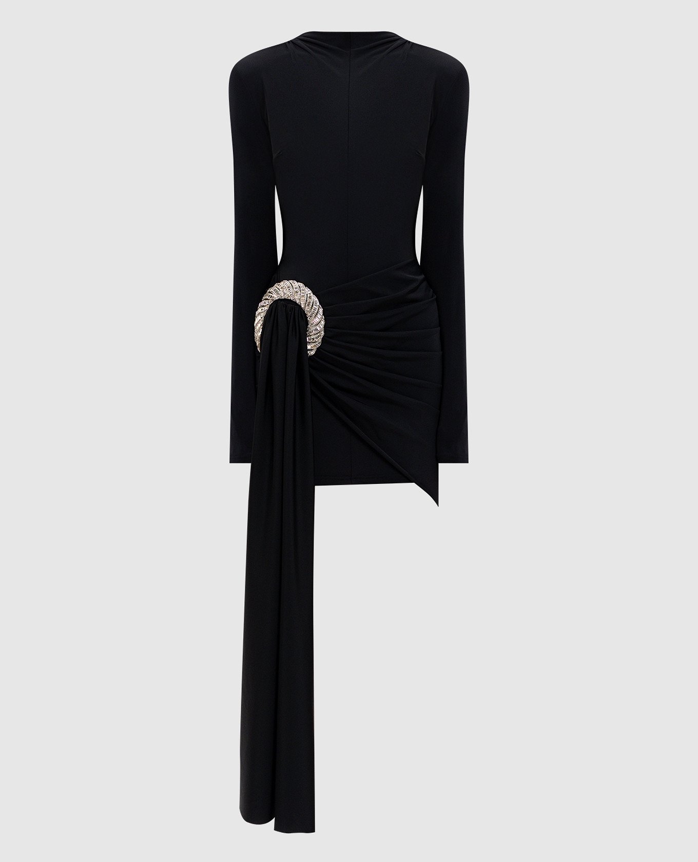 Черное платье мини с кристаллами